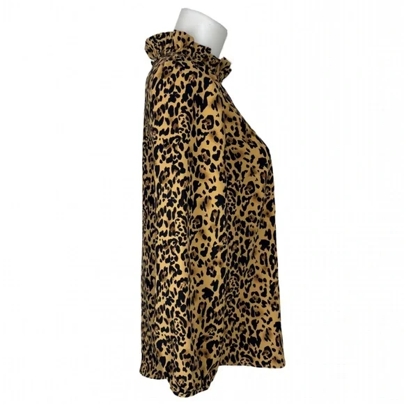J. Crew Ruffle Neck Leopard Print Blouse - Picture 5 of 9